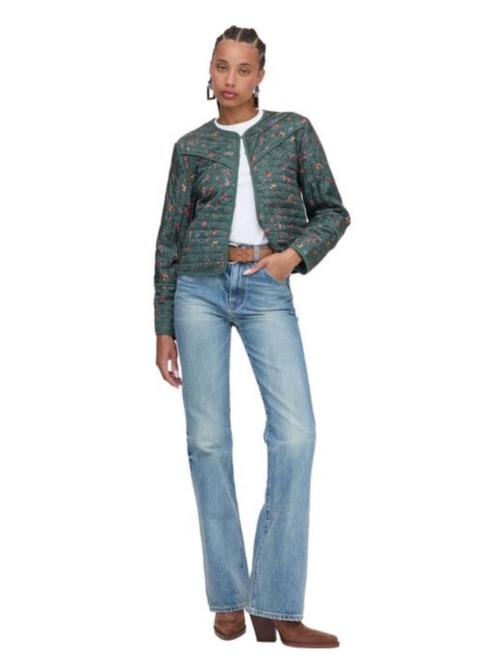 NWT RARE Hill House Amari Quilted Jacket in Bottle Green Chintz - M